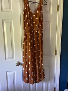 Polka Dot Rust Brown Sleeveless Romper - White Dots